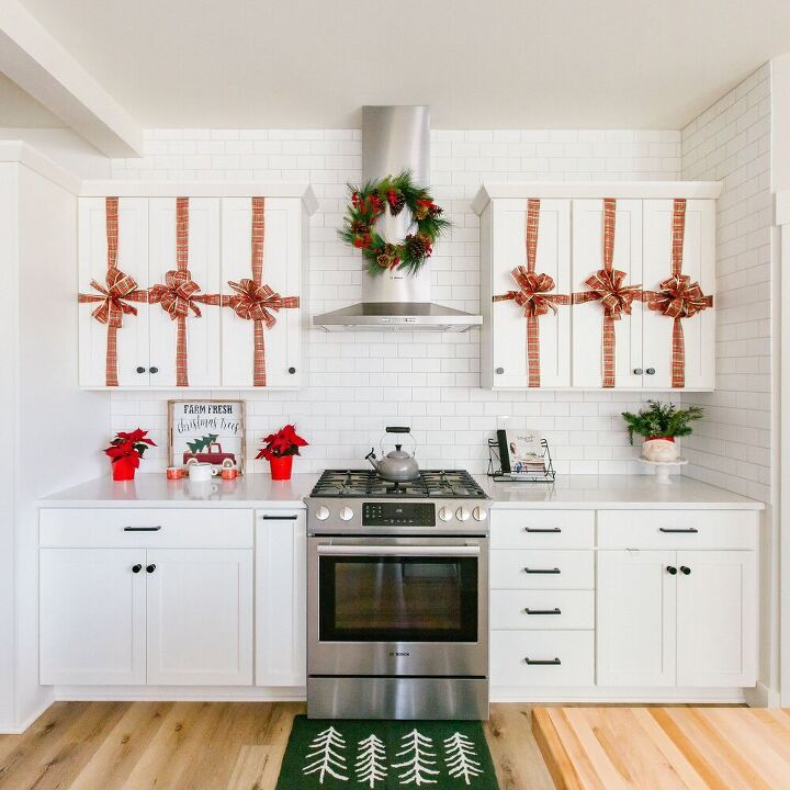 easy holiday diy to transform your kitchen cabinets for the holidays
