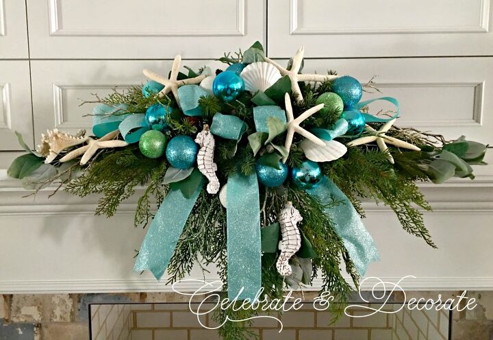 s 19 gorgeous ways to style your mantel for christmas, Go coastal this Christmas with a gorgeous beach inspired mantel