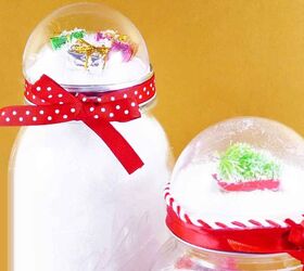 s 15 diy snow globes that make adorable decor and gifts, Give any jar a festive glitter globe lid