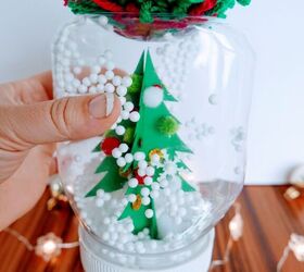 s 15 diy snow globes that make adorable decor and gifts, Make a playful waterless Christmas snow globe