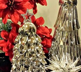 s 15 alternative christmas trees you need to see before december, DIY these super shiny Christmas trees from plastic spoons