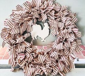 red ticking holiday fabric wreath for under 12