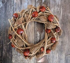 how to make an easy acorn and pinecone wreath