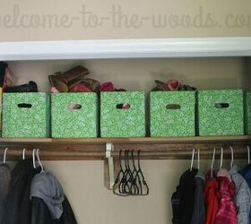 s 15 entryway organizing ideas to prepare for winter wear, Repurpose cardboard boxes into fabric covered closet organizers