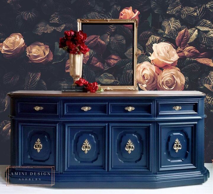 one color painted buffet makeover