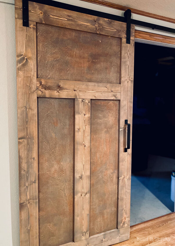 s 17 of our favorite diy barn doors right now, Keep it simple with a T pattern craftsman style barn door