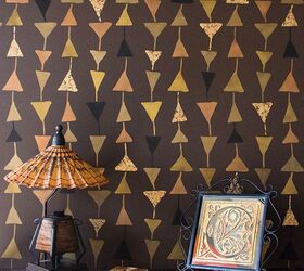 22 ways to make your walls look better for video calls, Give your wall a tribal inspired makeover using triangle wall stencils