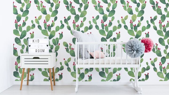 22 ways to make your walls look better for video calls, Bring your walls to life with a whimsical cactus stencil