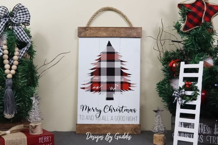 how to make a buffalo check christmas tree wood sign