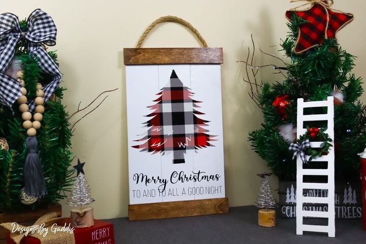 how to make a buffalo check christmas tree wood sign