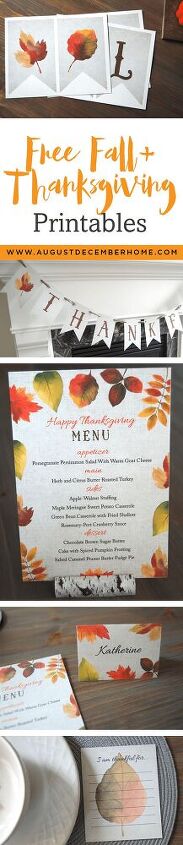 thanksgiving diy table menus name cards banners editable pdf