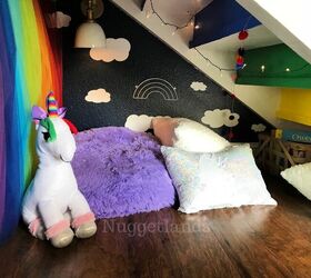 s 15 stylish upgrades perfect for small spaces, Create a cozy rainbow reading nook under your stairs