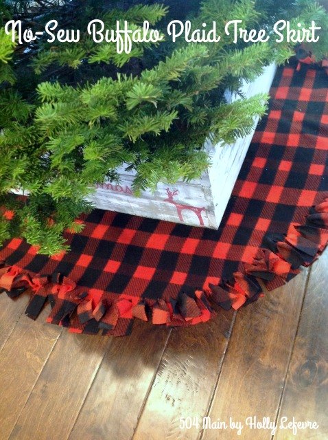 20 tree collars and skirts you re going to love this year, Make a tree skirt using the fleece fringed blanket technique