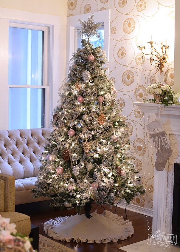 20 tree collars and skirts you re going to love this year, Keep it simple with a ruffled drop cloth Christmas tree skirt