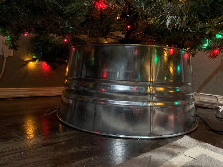 20 tree collars and skirts you re going to love this year, Transform a metal tub into a tree collar in 5 minutes flat
