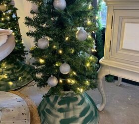 20 tree collars and skirts you re going to love this year, Repurpose a thrifted lamp shade into a gorgeous tree collar