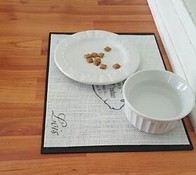 18 crazy cool things you can make using placemats, Spoil your fur babies with a personalized pet food placement