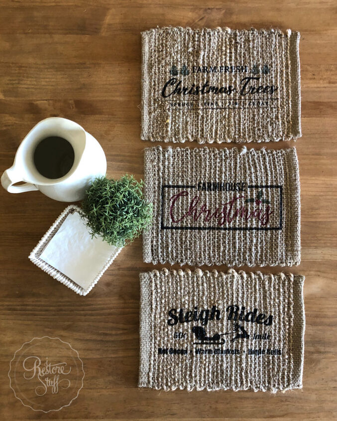 18 crazy cool things you can make using placemats, Spray paint jute placemats with cute Christmas stencils