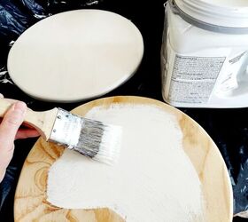 how to make diy giant lollipop decorations for a candyland christmas, Painting the discs white