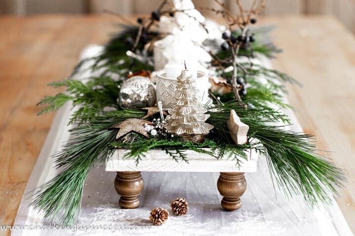 s 16 farmhouse holiday decor ideas that ll make you swoon, Build your own wood pedestal tray from scratch