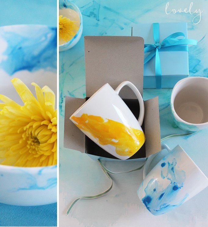 20 sweet stocking stuffers your friends and family will adore, DIY these dreamy faux watercolor mugs using nail polish