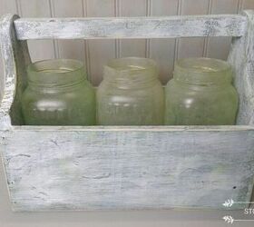 easy paint technique to achieve that weathered farmhouse look, Mason Jars Added