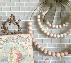 diy wood bead wreath for the holidays or all year round