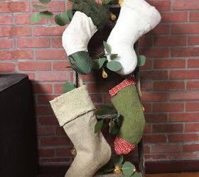 s 10 farmhouse christmas decorating ideas to make this weekend, Ladder Stocking Hanger