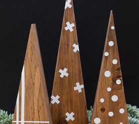 diy wooden christmas tree, Scrap Wood Trees with Decals