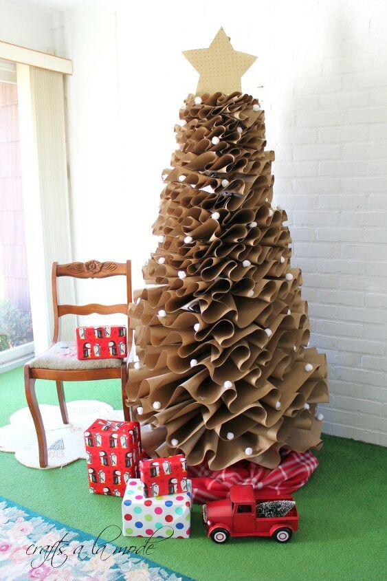 s 10 earth friendly ways to decorate for the holidays, Upcycle brown paper bags into a Christmas tree