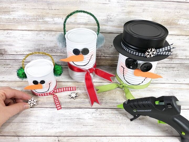 s 10 earth friendly ways to decorate for the holidays, Make recycled tin can snowmen