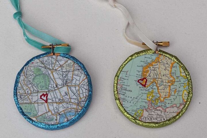 cute personalized map christmas ornaments