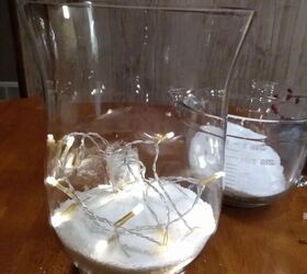 Put salt and lights into a glass vase for this easy holiday deocr hack