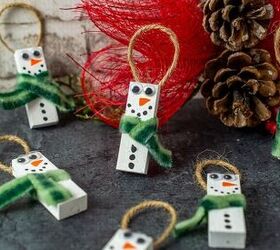 wood block snowmen ornaments
