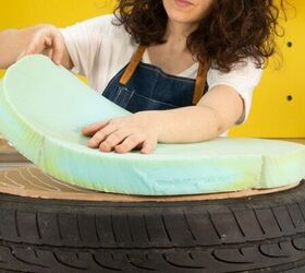 Why she stuck a thick slab of foam on an old tire (beautiful!)