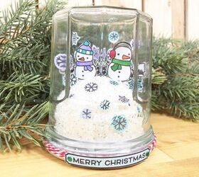 snow globe christmas card from a recycled jar