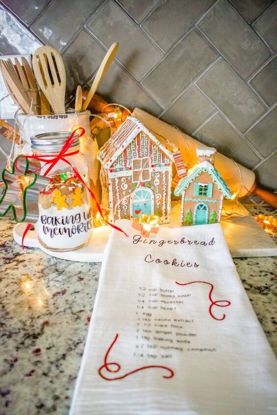 15 fun ways to use empty jars this season, Give the sweetest gift with this DIY gingerbread cookie tea towel set