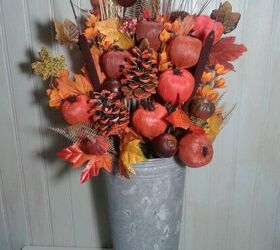 how to make custom floral picks for flower arrangements, Fall Galvanized Look
