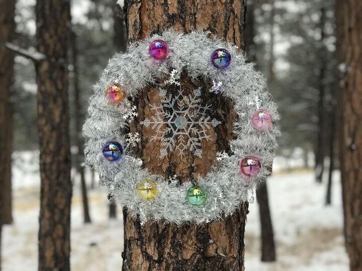 diy christmas wreath with vintage ornaments