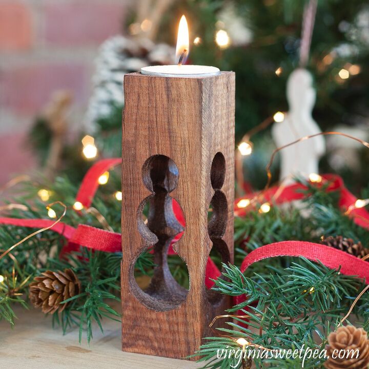 how to make cut out wooden candle holders