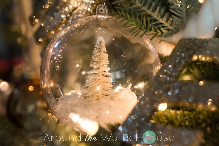 s 10 adorable ways people are decorating with bottle brush trees, Embrace the season with a homemade winter wonderland ornament