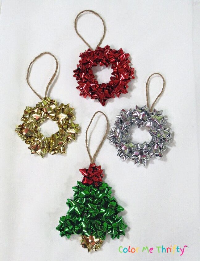 repurposed mini gift bow ornaments