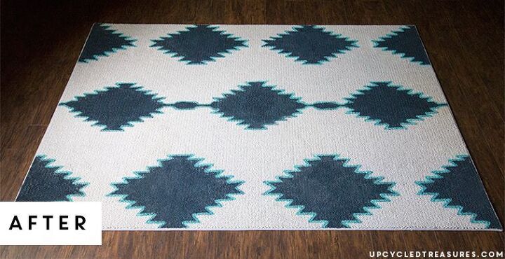 15 alfombras de bricolaje para calentar el suelo esta temporada, Alfombra pintada inspirada en West Elm