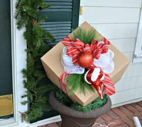 13 reasons to save your cardboard boxes this season, Upcycle cardboard boxes into easy Christmas gift box porch decor