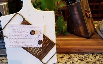 Repurposed Cutting Board and Rusty Grater