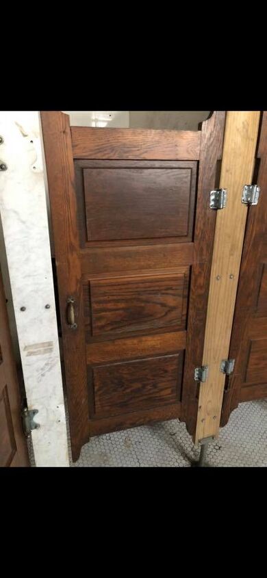 q how to upcycle 1906 bathroom stall doors