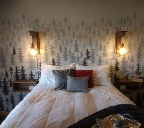 the 20 best wall makeovers of the year, Turn your bedroom into a dreamy forest with tree stencils