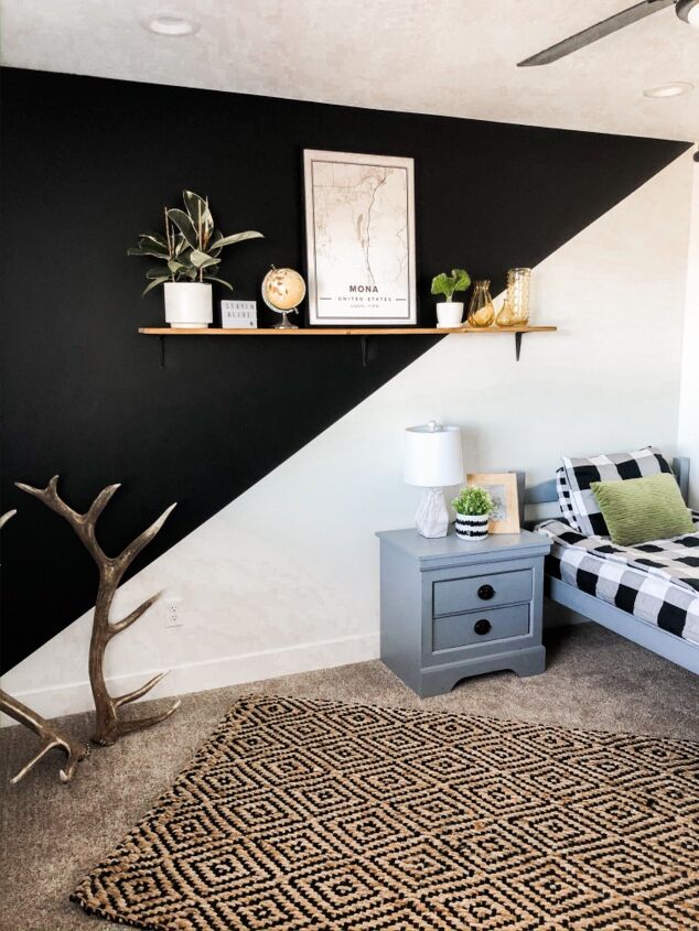 the 20 best wall makeovers of the year, Go high contrast with a half n half angled accent wall