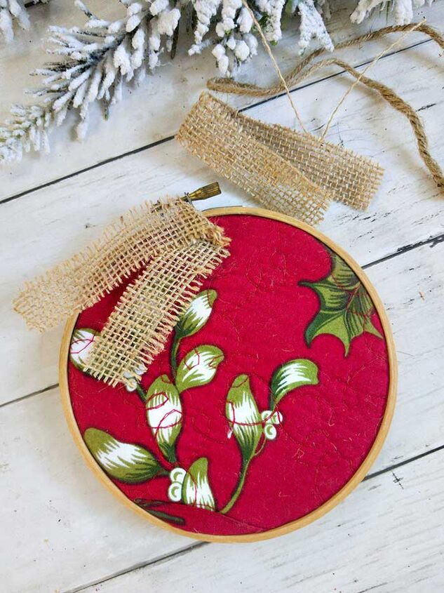 decoracin navidea con aro de bordar