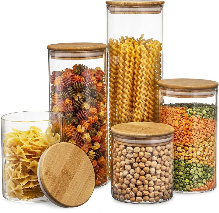 s 5 brilliant kitchen organizers you can order today on amazon, Canisters with Airtight Bamboo Lid